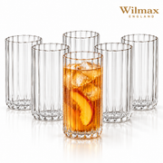 Wilmax Geriffeltes Glas 300 ml 6er-Set Transparent Borosilikatglas – Produktansicht; Lieferumfang: 6 Stück