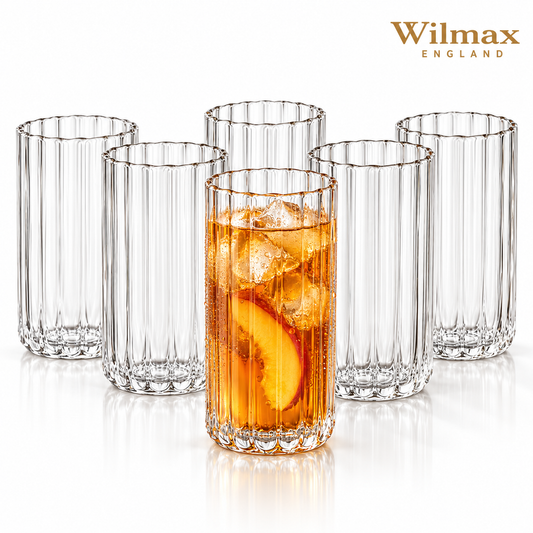 Wilmax Geriffeltes Glas 300 ml 6er-Set Transparent Borosilikatglas