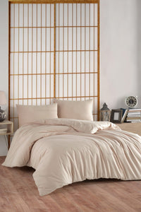 HELDENA Bettwäsche-Set Beige – 100% Baumwolle, ohne Spannbettlaken