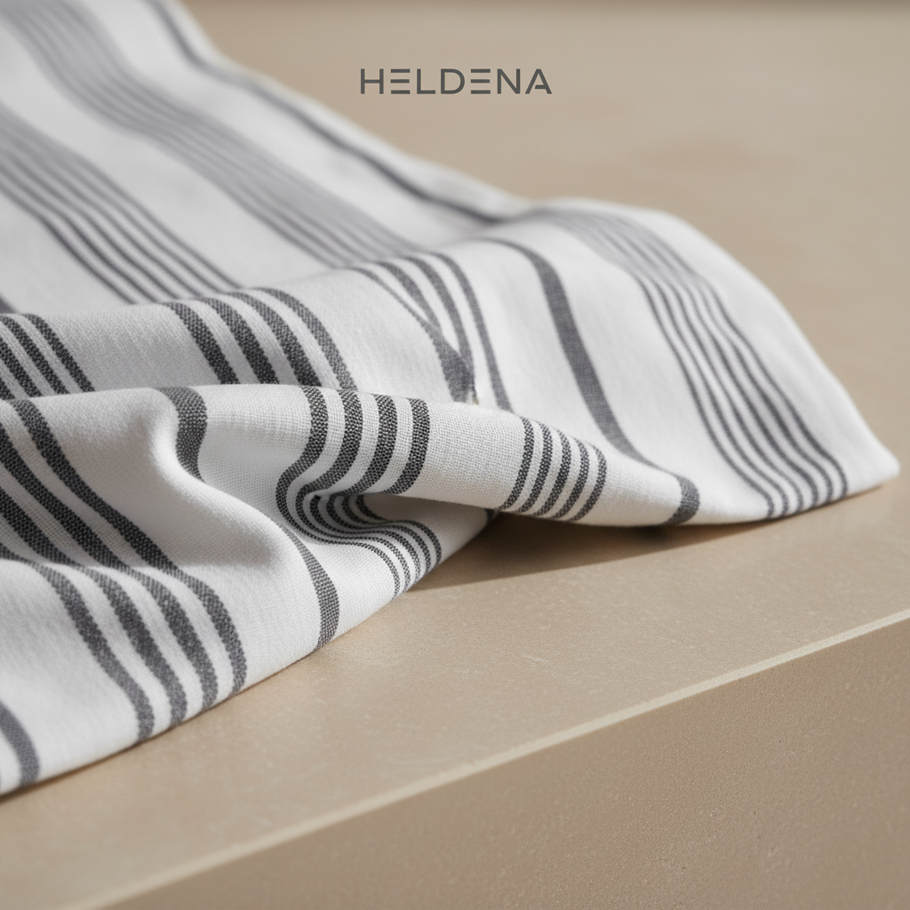 HELDENA Bettwäsche Set Grau Gestreift – 100% Baumwolle Ranforce mit Spannbettlaken