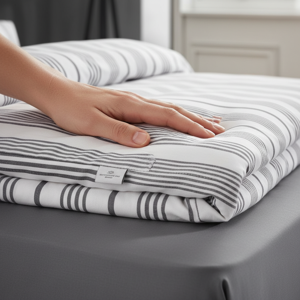 HELDENA Bettwäsche Set Grau Gestreift – 100% Baumwolle Ranforce mit Spannbettlaken
