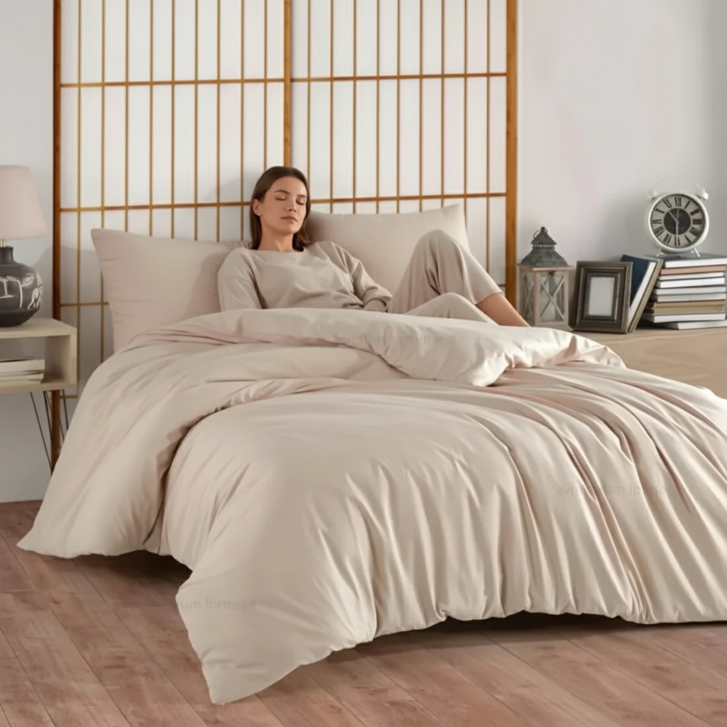 Braune Ranforce Bettwäsche Doppelbett 200x220 cm Erdtöne