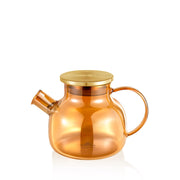 Wilmax Teekanne 950 ml  mit Federfilter und mit Edelstahldeckel Gold Thermoglas – Produktansicht; Lieferumfang: 1 Stück