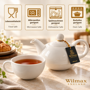 Wilmax Teekannen- und Tassen-Set 375 ml 240 ml Weiß Porzellan – Anwendungs- oder Detailansicht; Lieferumfang: 1 Stück
