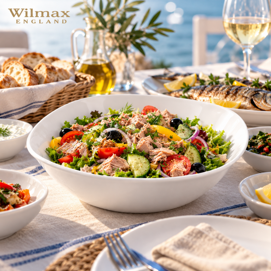 Wilmax Schale 1300 ml 21,5 × 21,5 cm 2er-Set Weiß Porzellan – Anwendungs- oder Detailansicht; Lieferumfang: 2 Stück