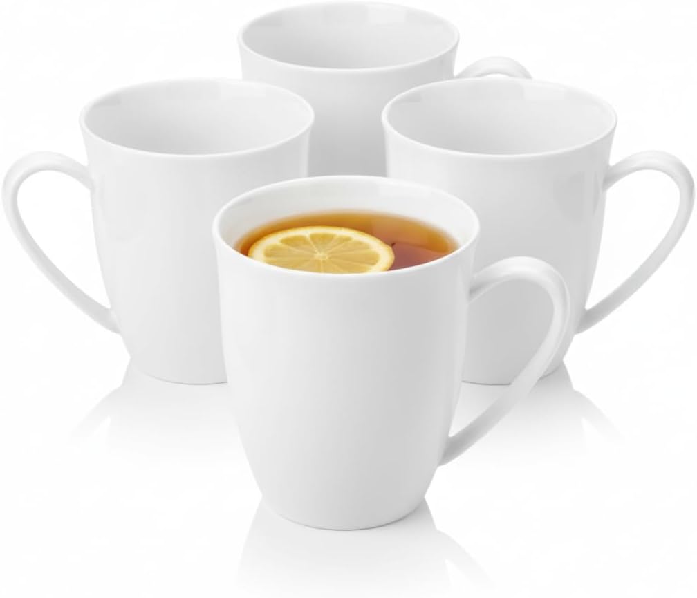 Wilmax Tasse 380 ml 4er-Set Weiß Porzellan – Produktansicht; Lieferumfang: 4 Stück