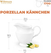 Wilmax Krug 1,7 Liter Weiß Porzellan – Anwendungs- oder Detailansicht; Lieferumfang: 1 Stück