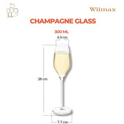 Wilmax Champagnerflöte 300 ml 2er-Set Transparent – Crystalline – Anwendungs- oder Detailansicht; Lieferumfang: 2 Stück