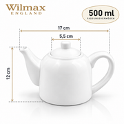 Wilmax Kaffee- und Teekanne mit Ausgusssieb 500 ml Weiß Porzellan – Anwendungs- oder Detailansicht; Lieferumfang: 1 Stück