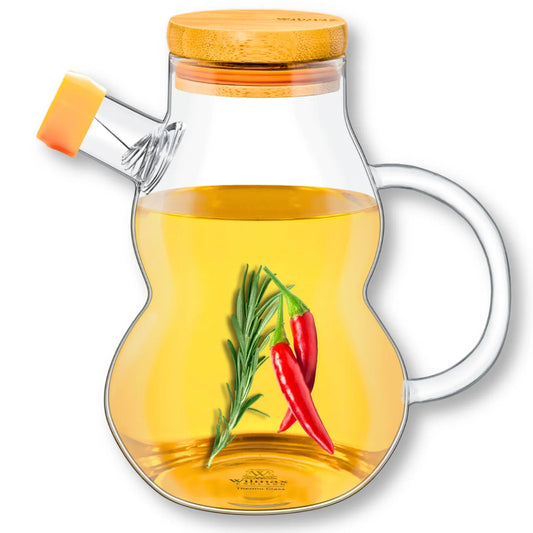 Wilmax Ölflasche 450 ml mit Ausgießer und Filter Transparent Glas