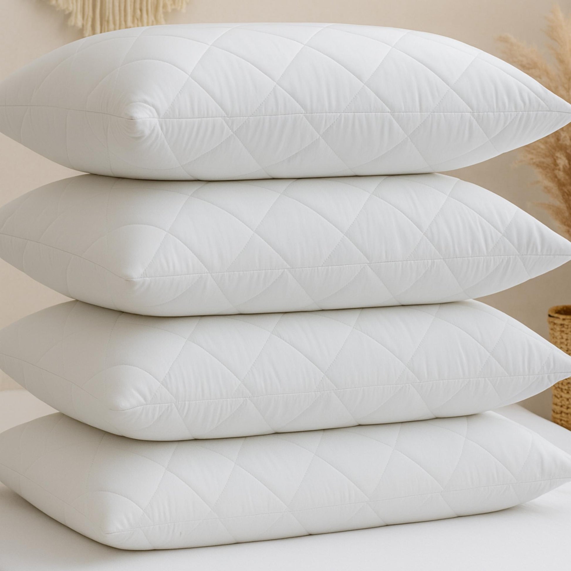 HELDENA Kissenbezug 4er-Set 100% Baumwolle gesteppt 50x70 Reißverschluss