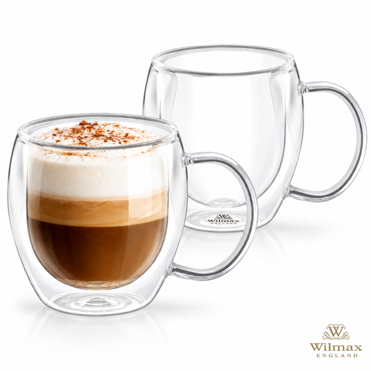 Wilmax Doppelwandiger Glasbecher 400 ml 2er-Set Transparent