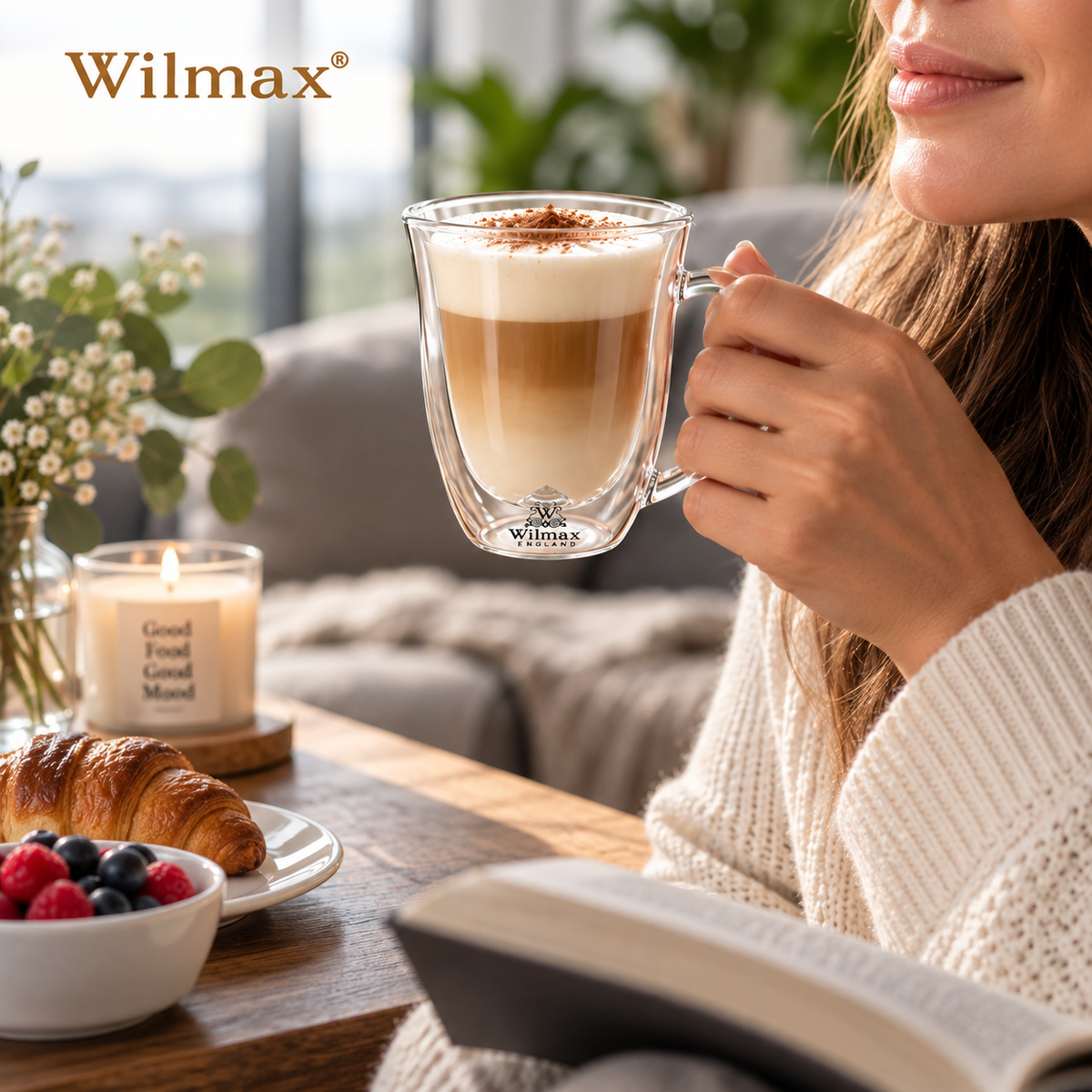 Wilmax Doppelwandiger Becher 300 ml 2er-Set Transparent – Anwendungs- oder Detailansicht; Lieferumfang: 2 Stück