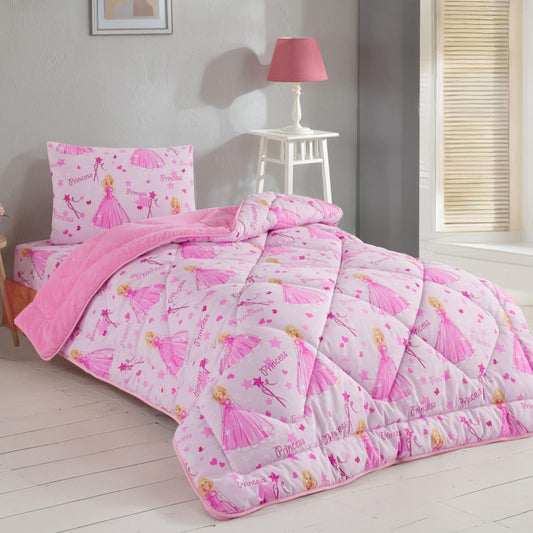 Prinzessin Wellsoft Schlafset Bettdecke Rosa mit Prinzessinnenmotiv fürs Einzelbett