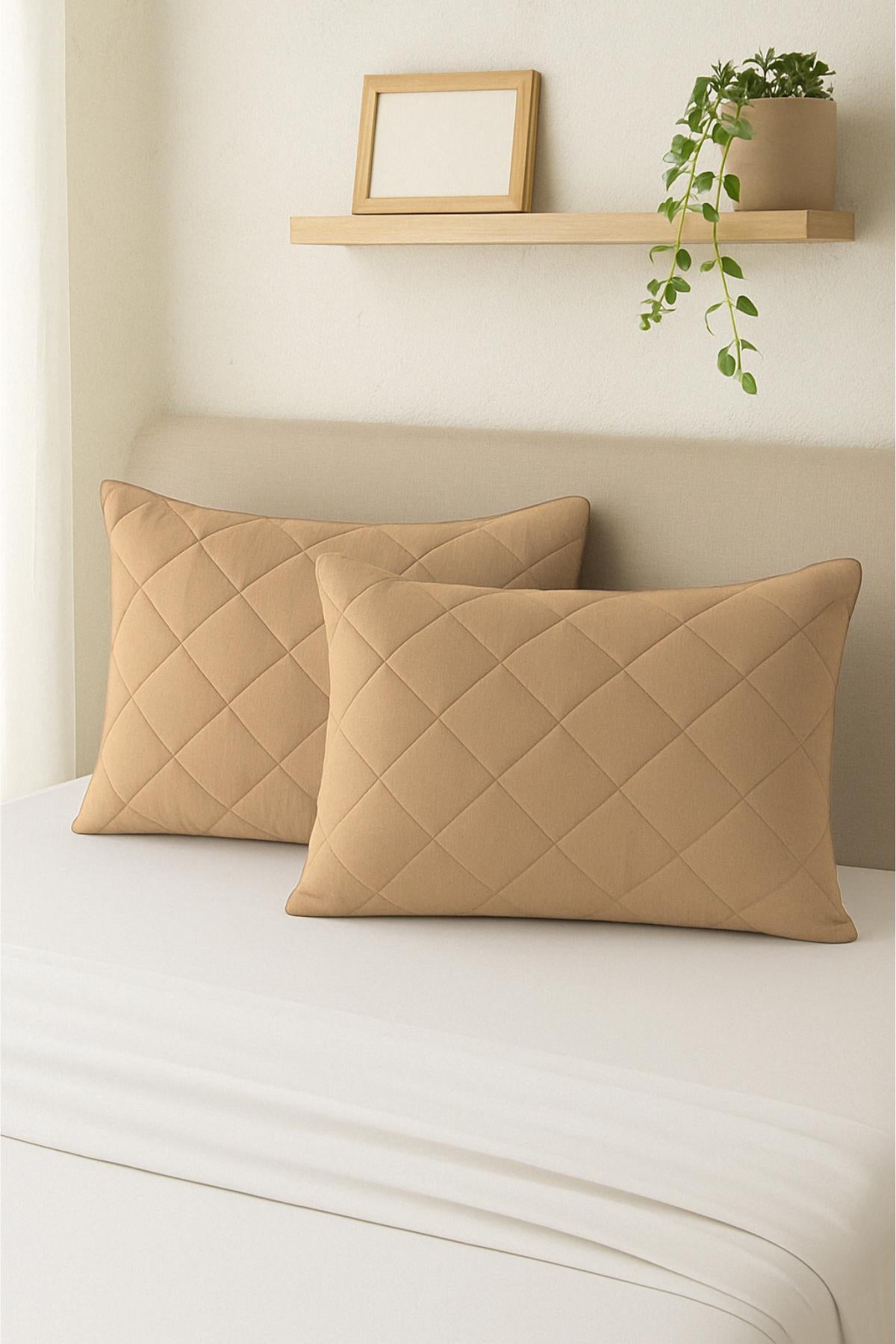 HELDENA Kissenschoner Braun gesteppt 50x70 cm aus 100% Baumwolle