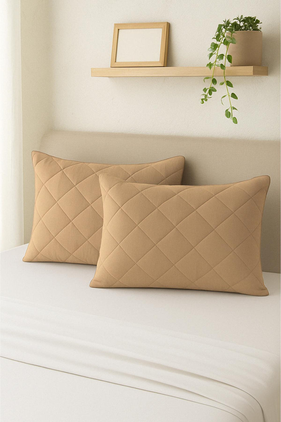 HELDENA Kissenschoner Braun gesteppt 50x70 cm aus 100% Baumwolle