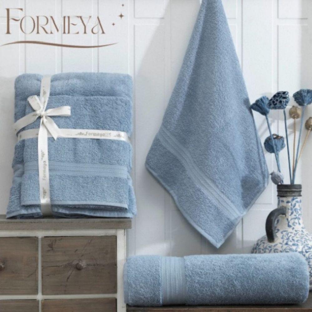 HELDENA Duschtuch Set Blau 2er aus 100% Baumwolle für das Badezimmer