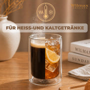 Wilmax Doppelwandiges Thermoglas 400 ml 6er-Set Transparent – Anwendungs- oder Detailansicht; Lieferumfang: 6 Stück