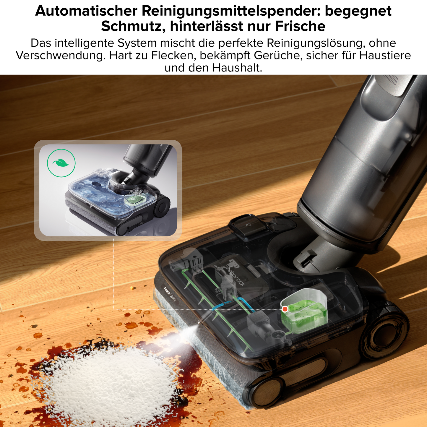 Roborock F25 ACE Pro Lifestyle Küchenboden Fliesen weißer Wischsauger