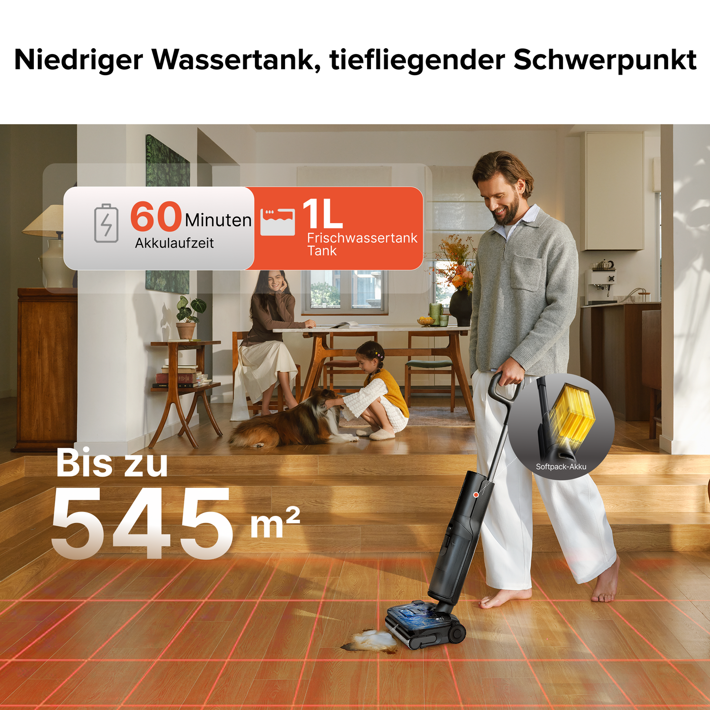Roborock F25 ACE Pro weißer Nass- und Trockensauger mit JetFoaming-Technologie für Hartböden