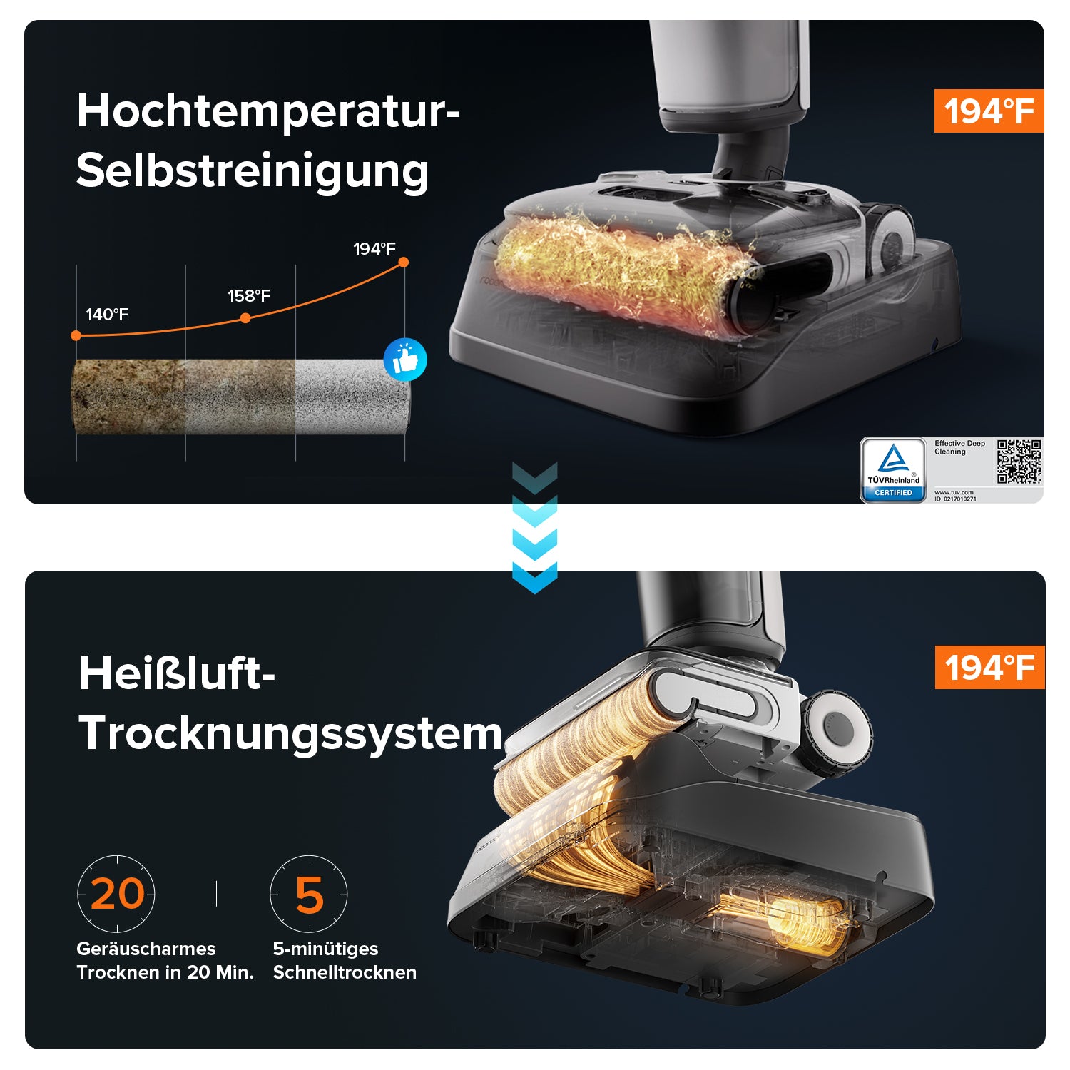 F25 ALT Lifestyle Wohnküche weißer Wischsauger reinigt Fliesen