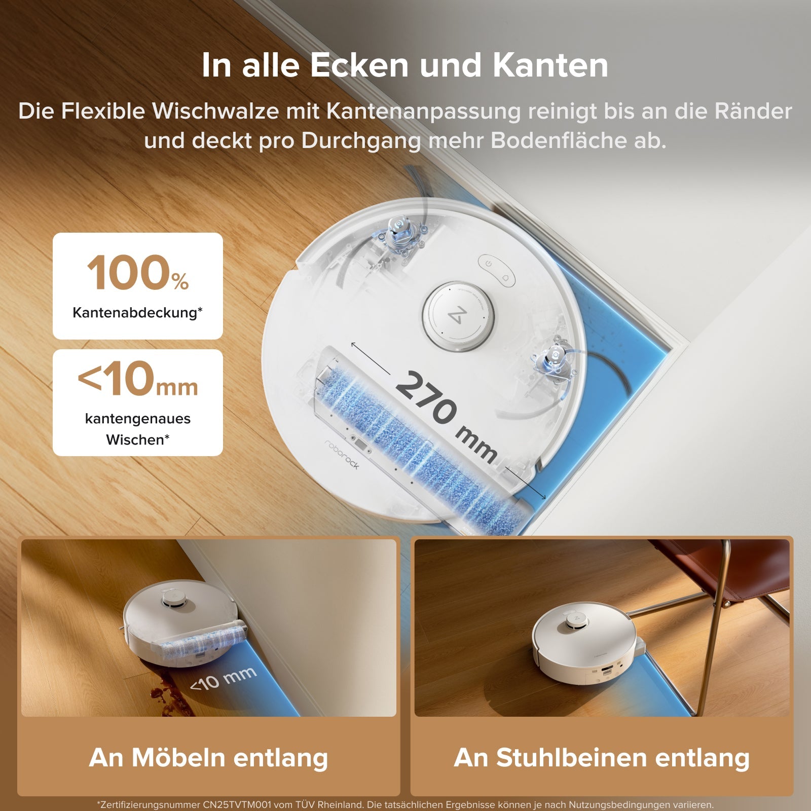 Roborock Qrevo Curv 2 Flow mit SpiralFlow-Wischwalze für Hartböden