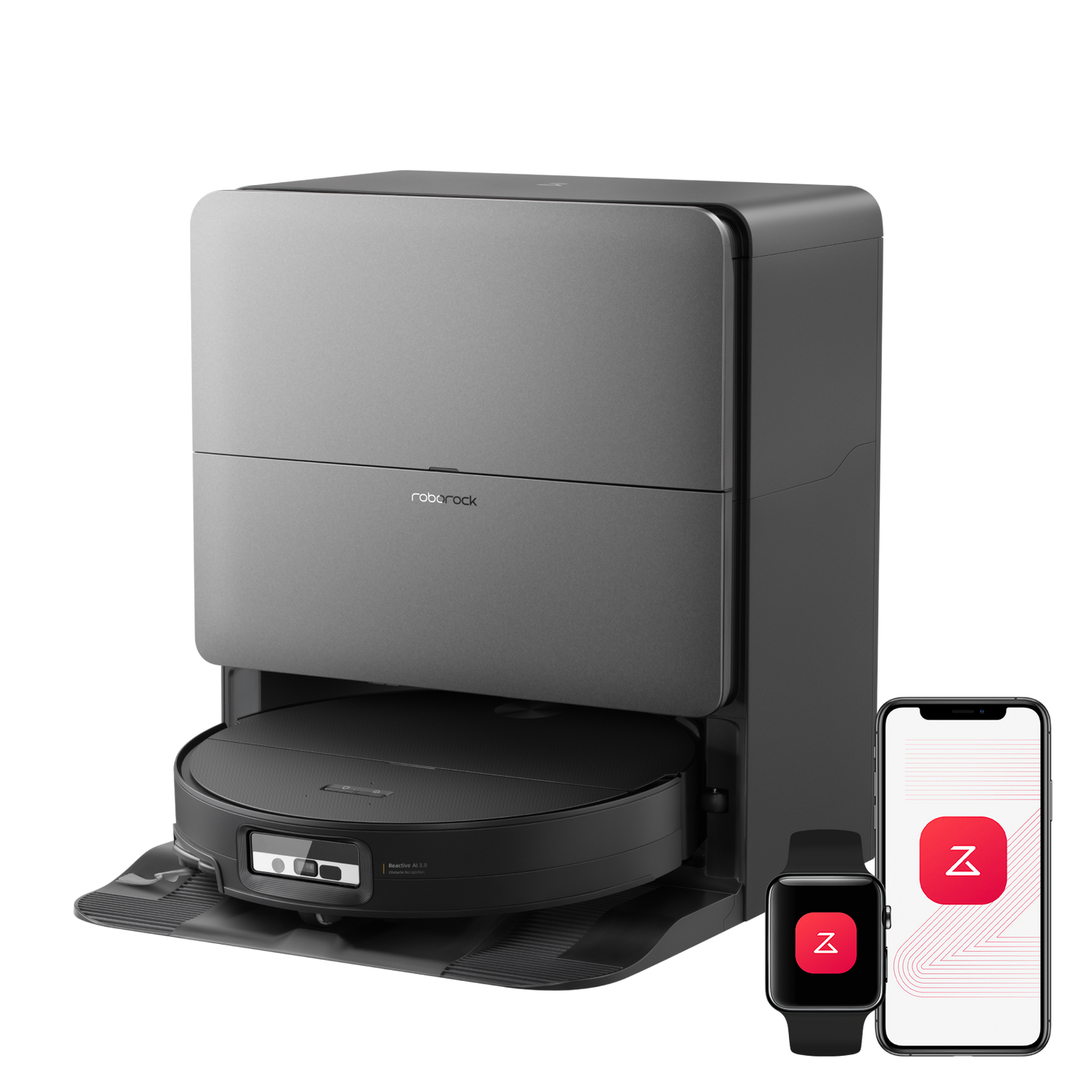 Roborock Saros 20 Sonic Saug- und Wischroboter in Schwarz mit RockDock-Station