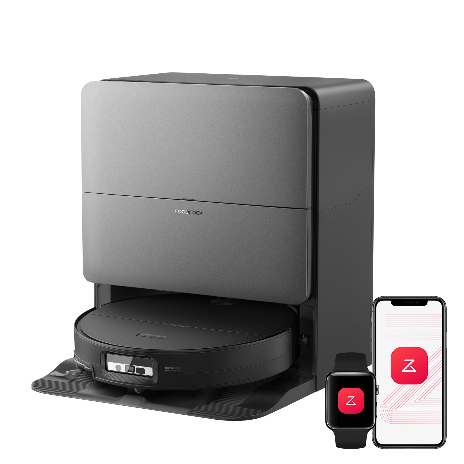 Roborock Saros 20 Sonic Saug- und Wischroboter in Schwarz mit RockDock-Station