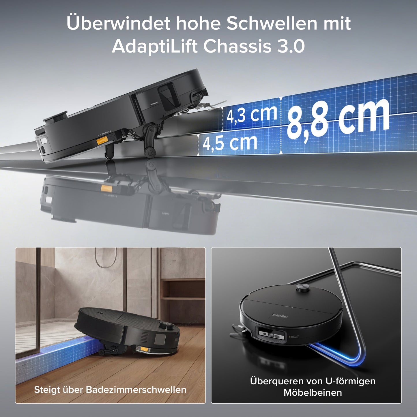 Roborock Saros 20 Sonic Saug- und Wischroboter in Schwarz für Hartboden und Teppich