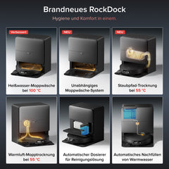 Roborock Saros 20 Sonic in Schwarz mit Heißwasser-RockDock und VibraRise Wischsystem
