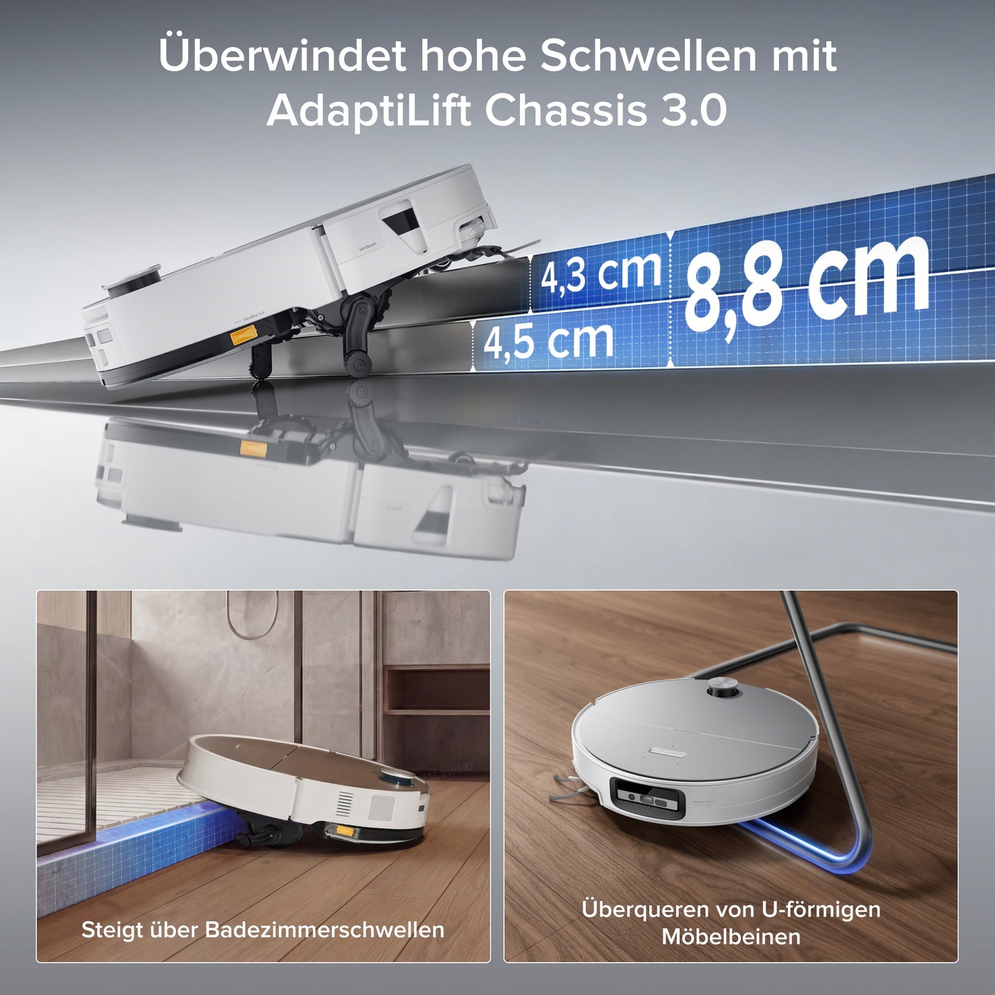 Roborock Saros 20 Sonic Saug- und Wischroboter in Weiß für Hartboden und Teppich