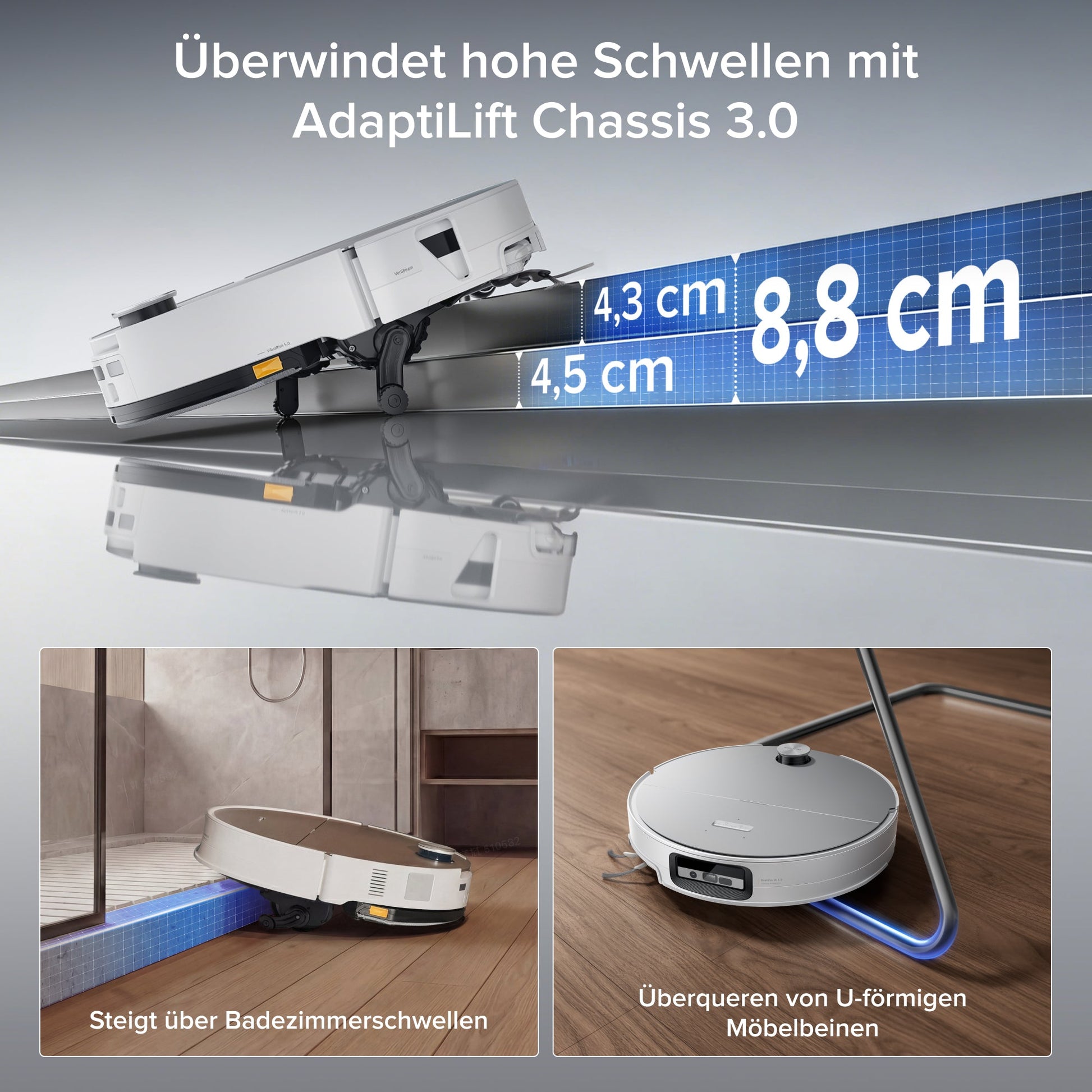 Roborock Saros 20 Sonic Saug- und Wischroboter in Weiß für Hartboden und Teppich