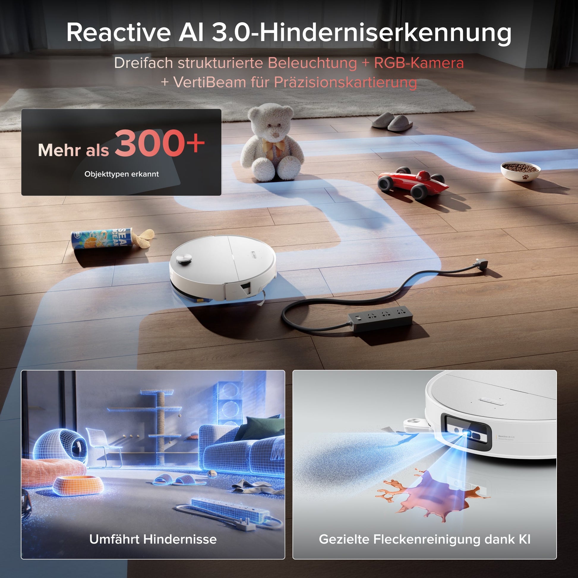Roborock Saros 20 Sonic Saugroboter mit Wischfunktion in Weiß, ultraflaches Design