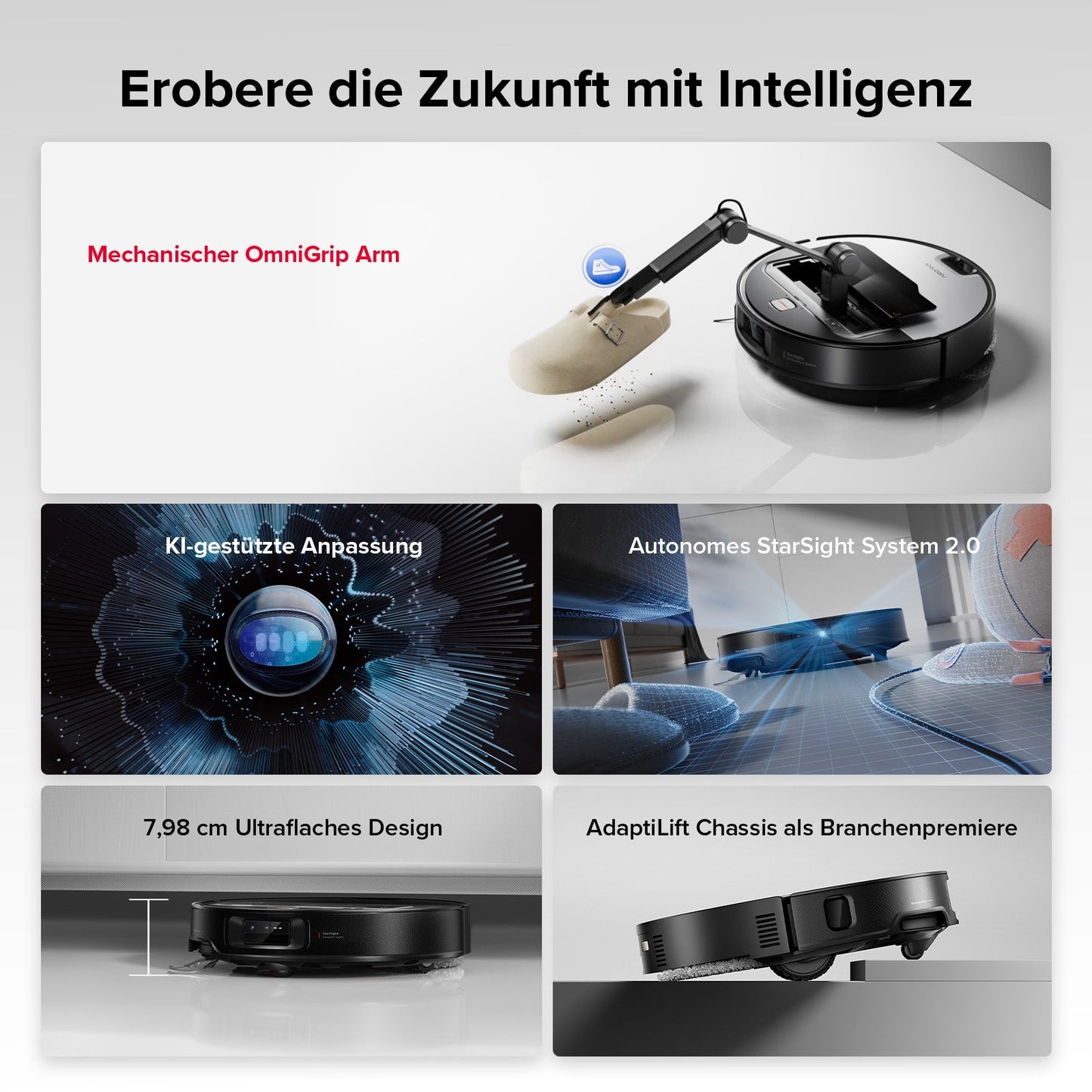Roborock Saros Z70 mit Wischfunktion und StarSight-Navigation, ultraflach