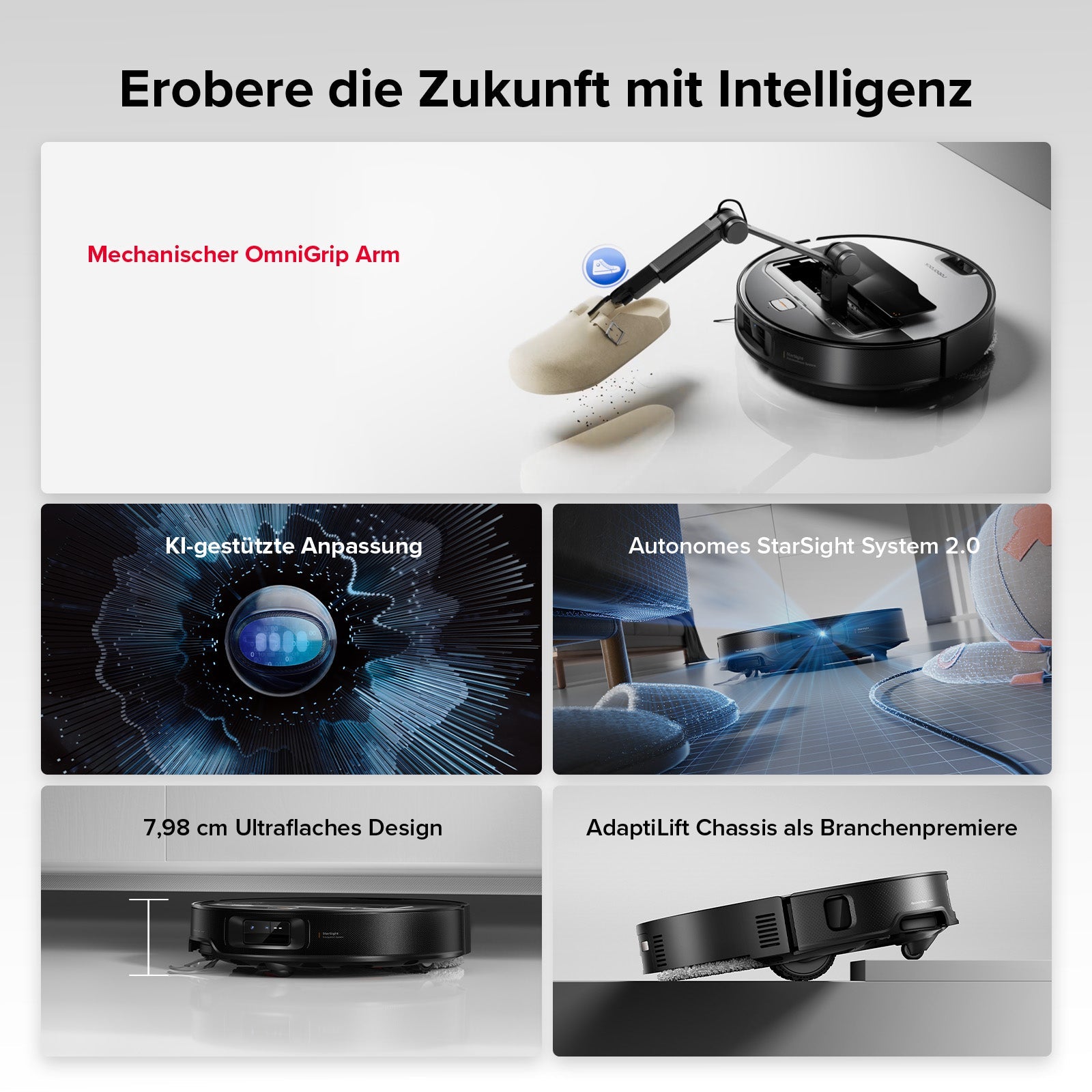 Roborock Saros Z70 mit Wischfunktion und StarSight-Navigation, ultraflach