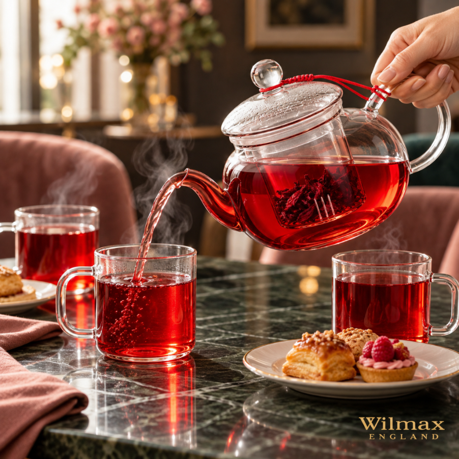 Wilmax Teekanne 1200 ml mit Glasfilter Transparent Thermoglas – Anwendungs- oder Detailansicht; Lieferumfang: 1 Stück