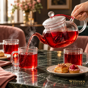 Wilmax Teekanne 1200 ml mit Glasfilter Transparent Thermoglas – Anwendungs- oder Detailansicht; Lieferumfang: 1 Stück