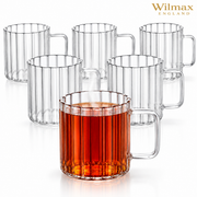 Wilmax Glasbecher mit Henkel 200 ml 6er-Set Glas – Produktansicht; Lieferumfang: 6 Stück