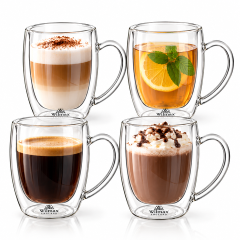 Wilmax Doppelwandiger Becher 400 ml 4er-Set Transparent
