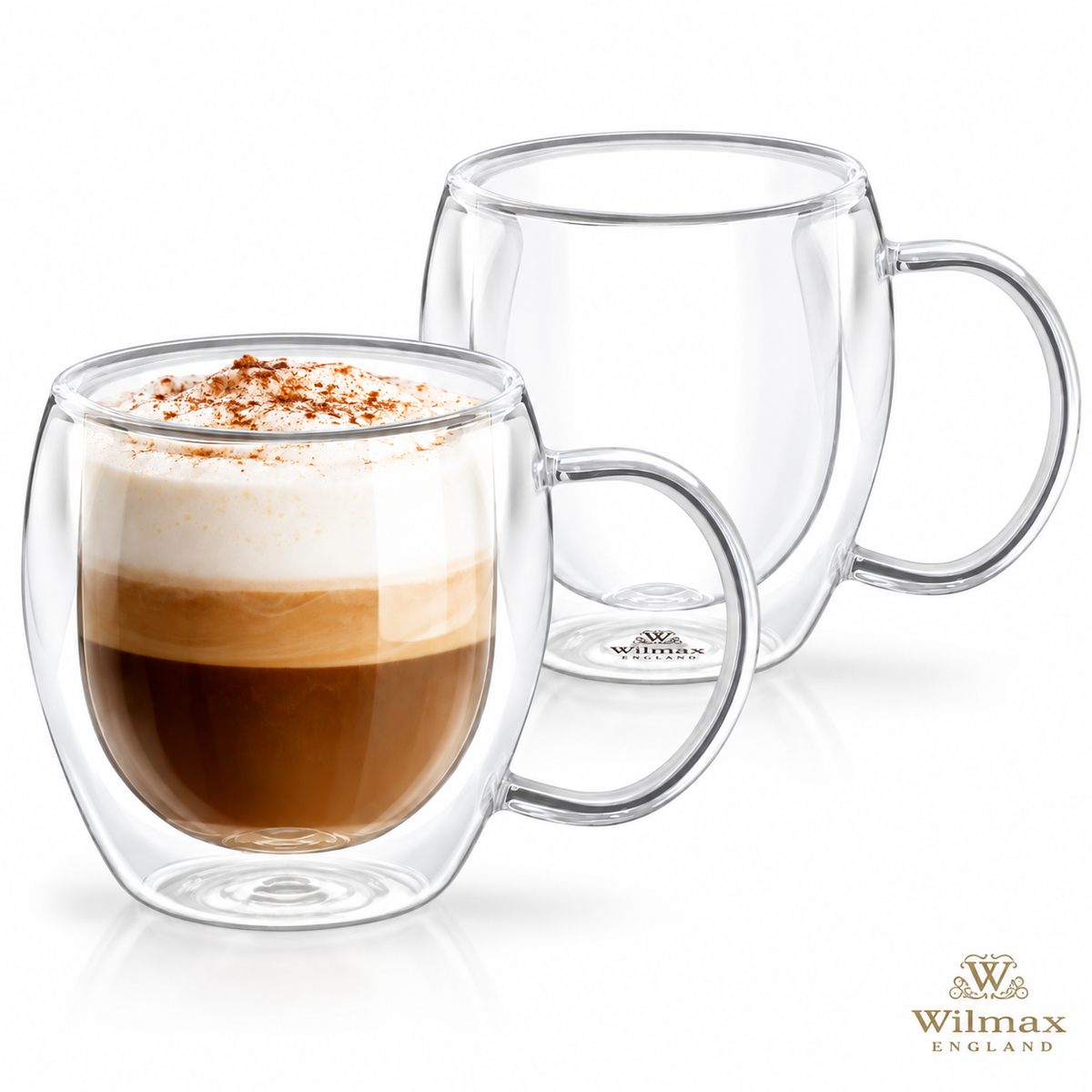 Wilmax Doppelwandige Tasse 500 ml 2er-Set Transparent – Produktansicht; Lieferumfang: 2 Stück