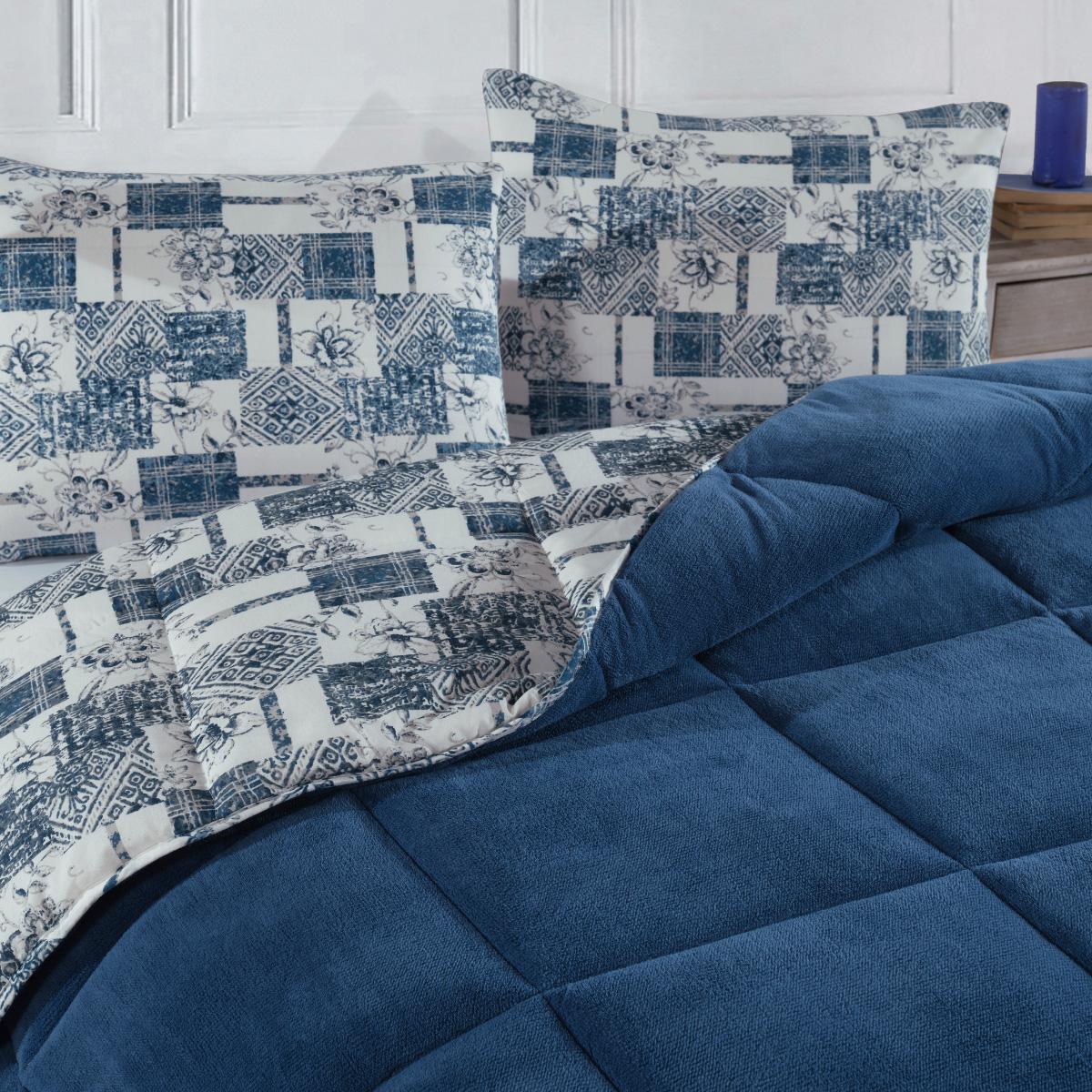 Blaue Wellsoft Decke 155x220 Pflegeetikett maschinenwaschbar Schlafzimmer