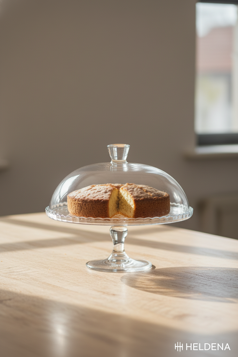 Kuchenplatte mit Fuß Glas Ø32 cm – Servierplatte Transparent, Stabil & Elegant – Tortenplatte für Buffet, Kaffee & Dekor