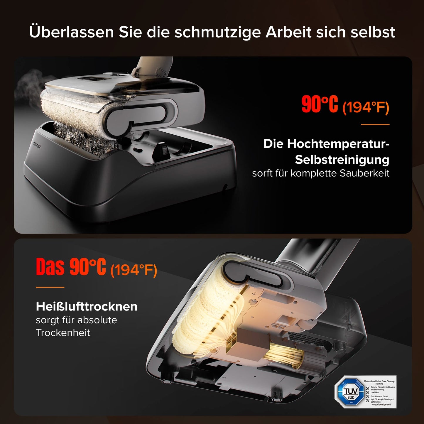 F25 GT 180° flach absenkbar reinigt unter Sofa und Möbeln