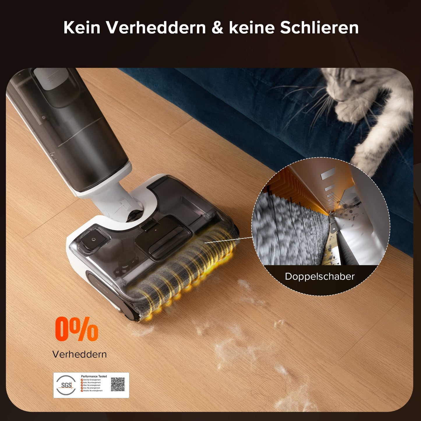 JawScrapers Anti-Tangle Walze F25 GT keine Haarverhedderung Nahaufnahme