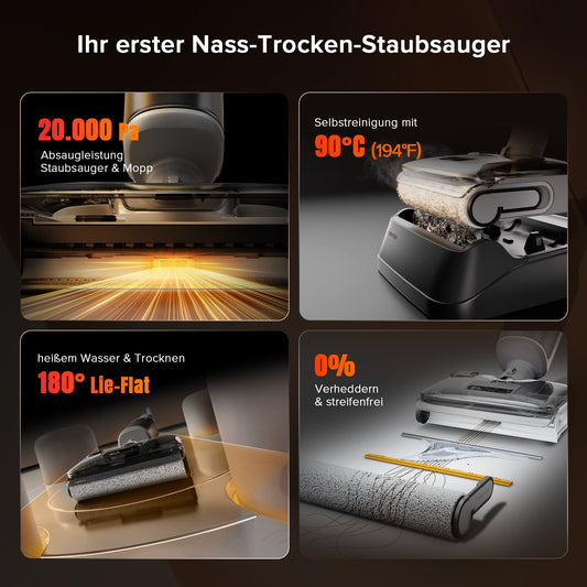 F25 GT saugt und wischt Hartboden gleichzeitig 20.000 Pa Saugkraft