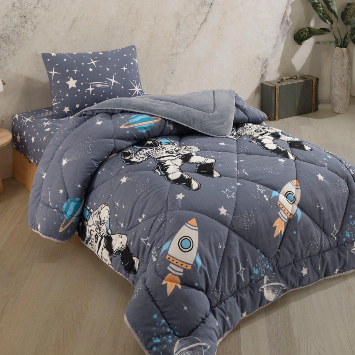 HELDENA Astronaut Kinder-Schlafset weich und anti-allergisch im Kinderzimmer