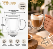 Wilmax Doppelwandiger Glasbecher 250 ml 2er-Set Transparent – Anwendungs- oder Detailansicht; Lieferumfang: 2 Stück