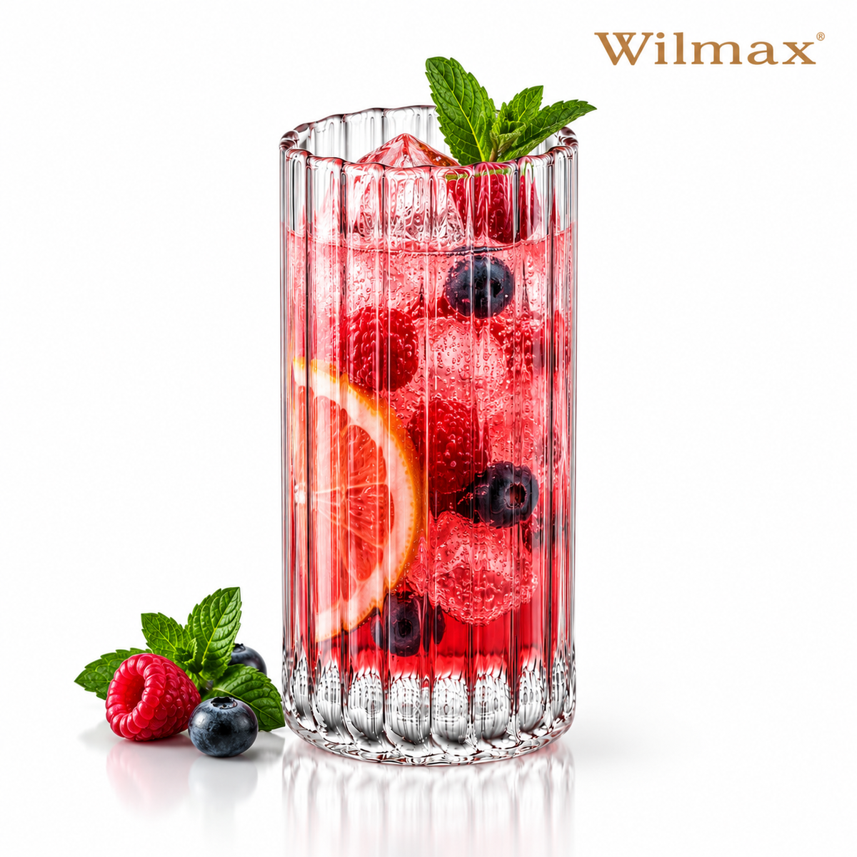 Wilmax Glas 350 ml 6er-Set Transparent Borosilikatglas – Anwendungs- oder Detailansicht; Lieferumfang: 6 Stück