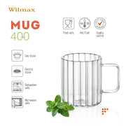 Wilmax Glasbecher mit Henkel 400 ml 6er-Set Glas – Anwendungs- oder Detailansicht; Lieferumfang: 6 Stück