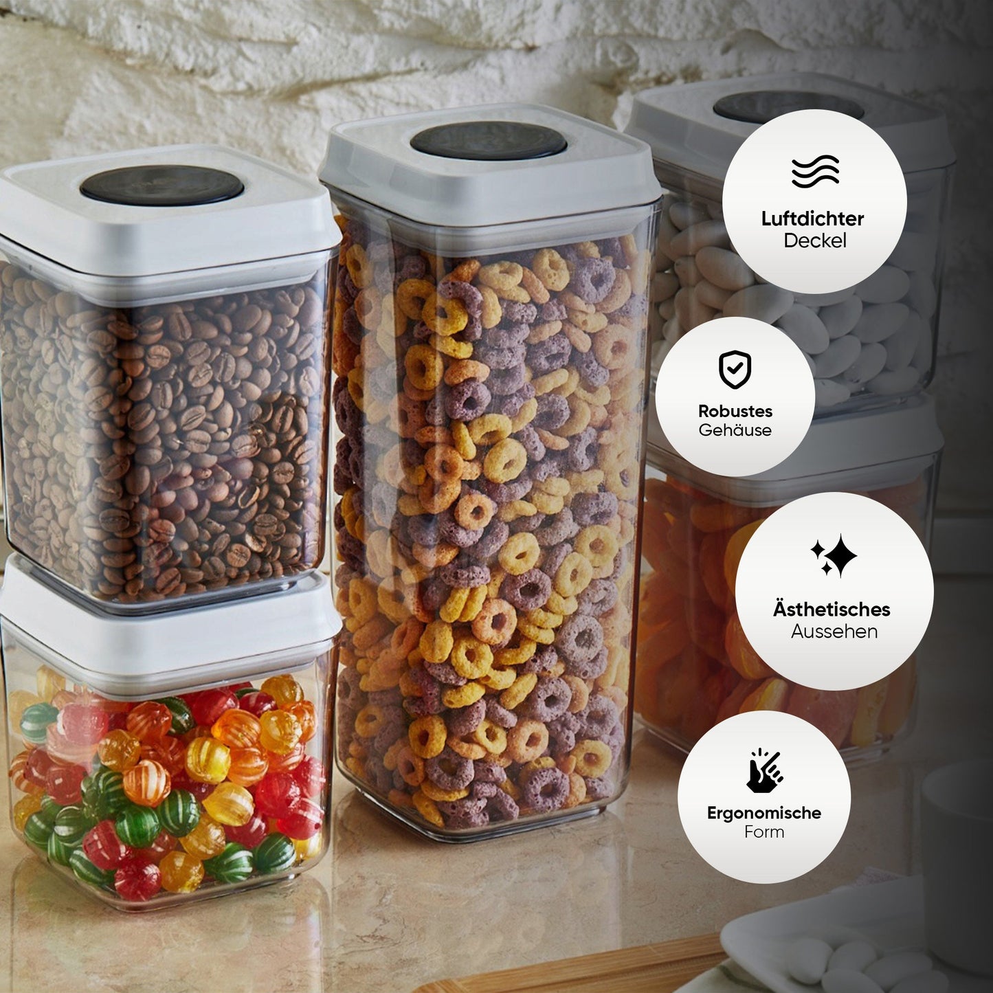 CRALEX Nesta Lebensmittelbehälter 3er Set – 900 ml / 1,2 L / 1,7 L | HELDENA
